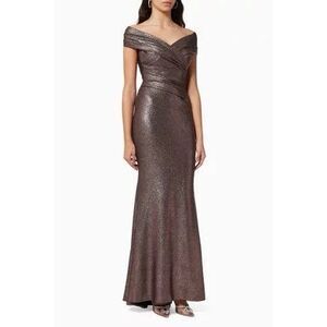 TALBOT RUNHOF Folk1 Gown in Vintage Metallic Stretch Size US4 $1195
